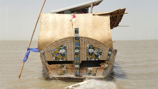A houseboat in Manchar Lake, Pakistan